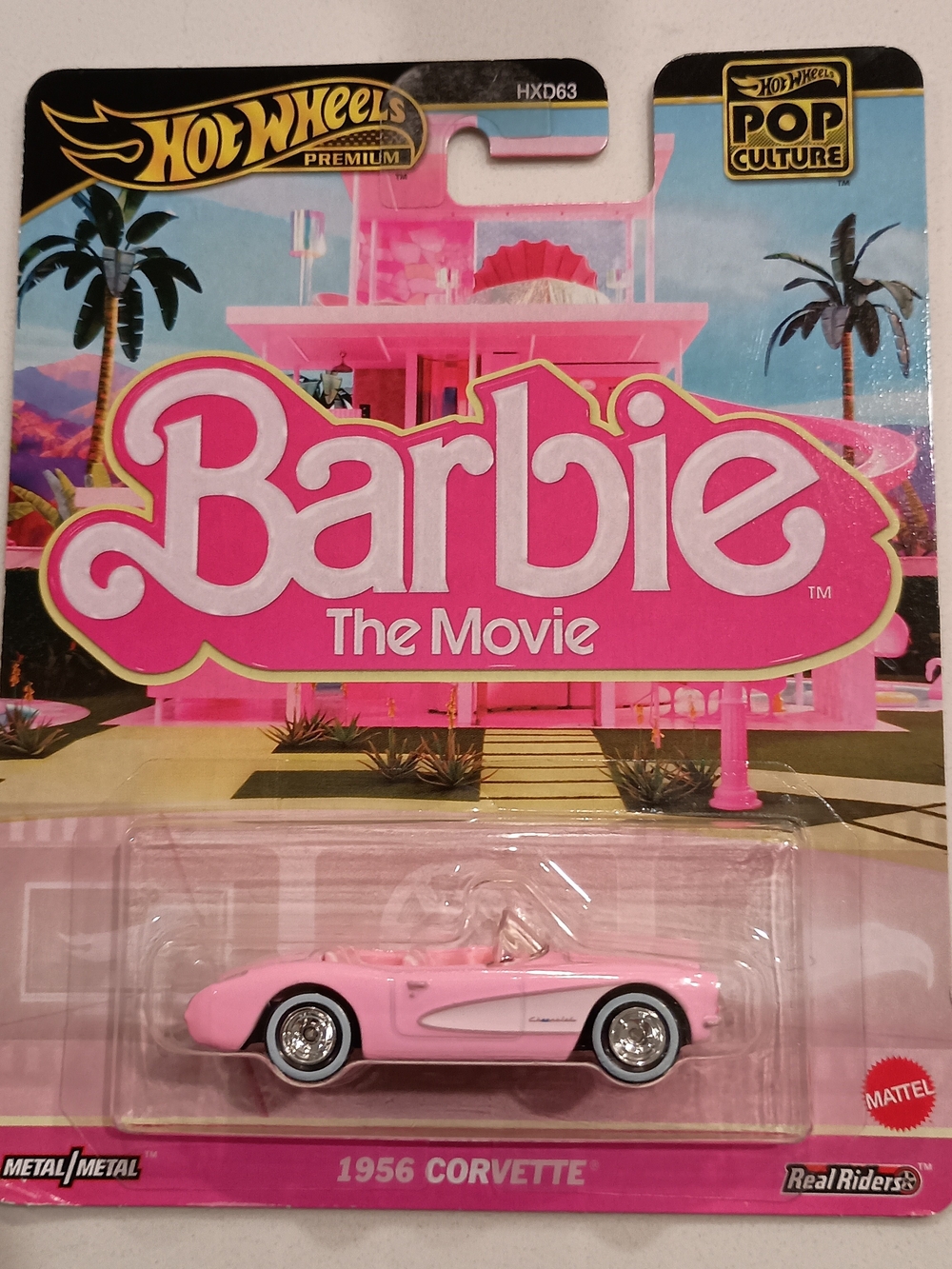 Hot Wheels Barbie The Movie 1956 Corvette 1:64 Car - Pink * Damaged Box *